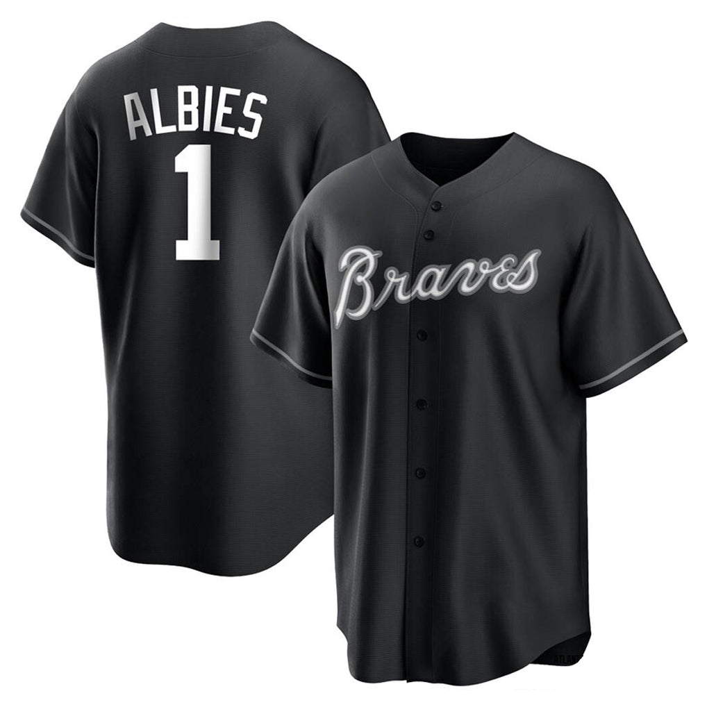 A.Braves #1 Ozzie Albies Player Black Home Game Jdoa Stitched Jerseys
