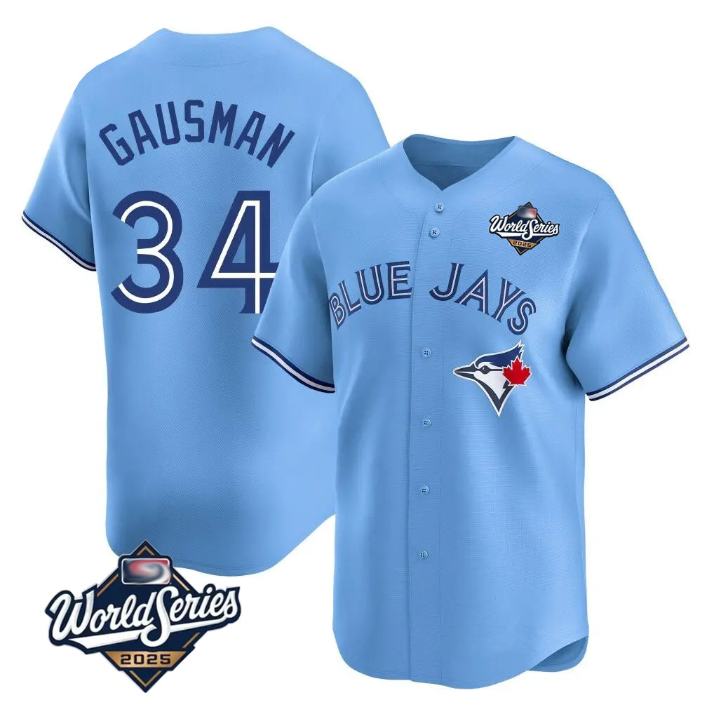 T.Blue Jays #34 Kevin Gausman Player Blue 2025 World Series Limited Jdoa Stitched Jerseys