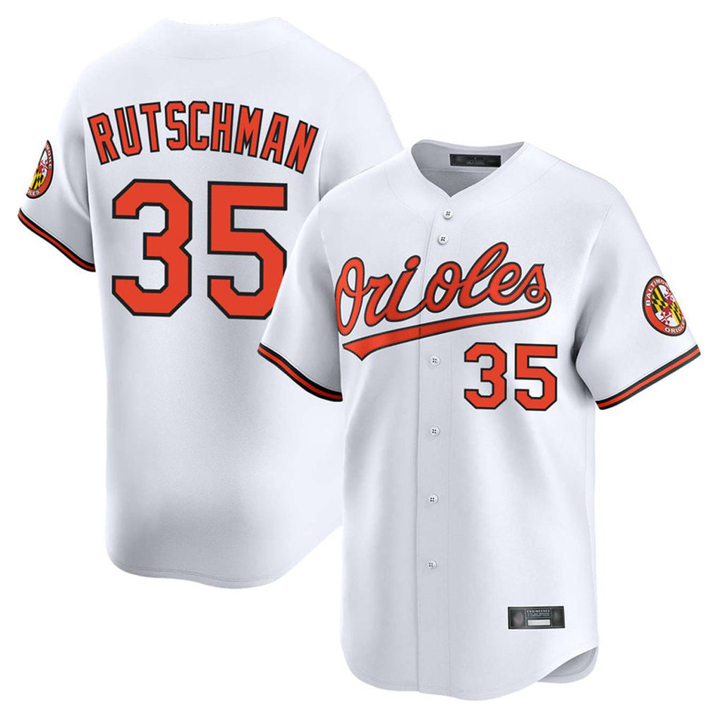 B.Orioles #35 Adley Rutschman Player White Limited Home Game Jdoa Stitched Jerseys