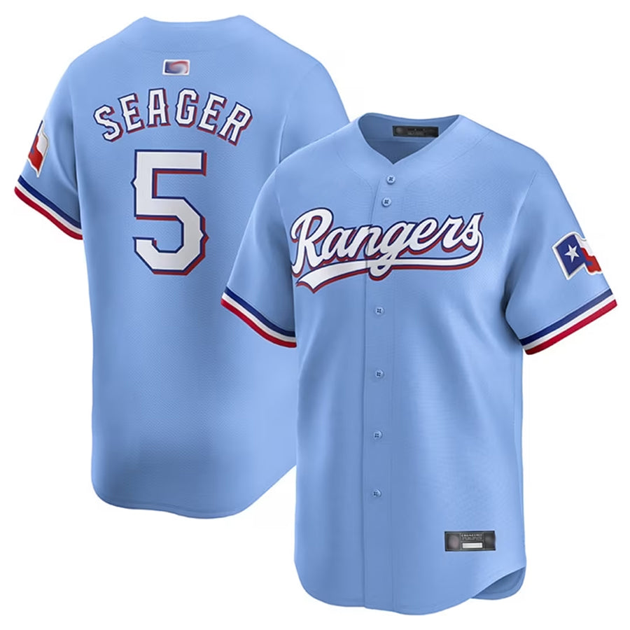 T.Rangers #5 Corey Seager Player Light Blue Limited Home Jdoa Stitched Jerseys