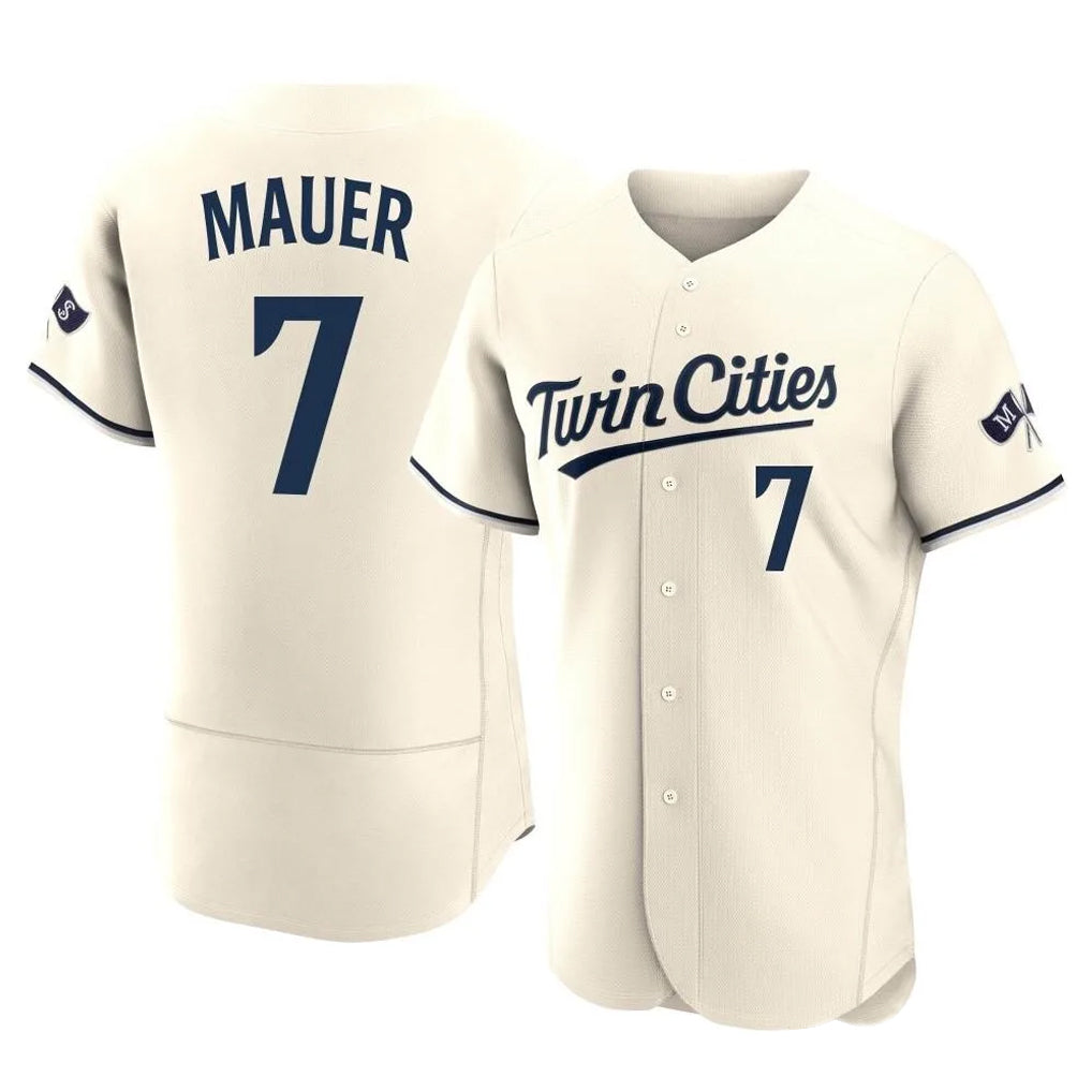 M.Twins #7 Joe Mauer Player Cream Home Limited Elite Jdoa Stitched Jerseys