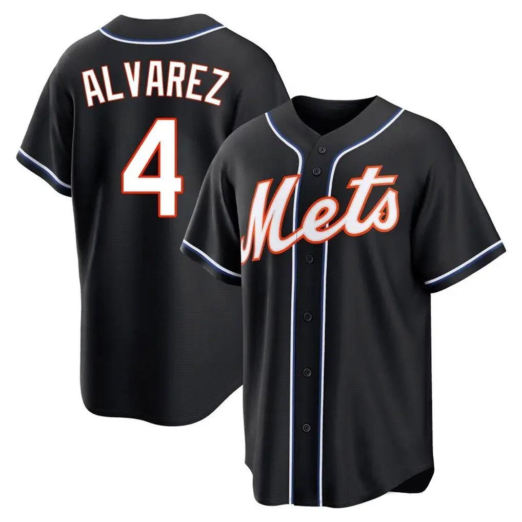 NY.Mets #4 Francisco Alvarez Player Black Fashion Out Game Jdoa Stitched Jerseys