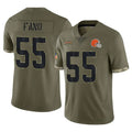 C.Browns #55 Spencer Fano Player Olive Salute to Service Limited Game Jdoa Stitched Jerseys