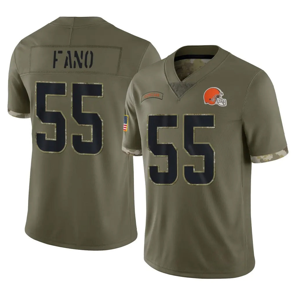 C.Browns #55 Spencer Fano Player Olive Salute to Service Limited Game Jdoa Stitched Jerseys