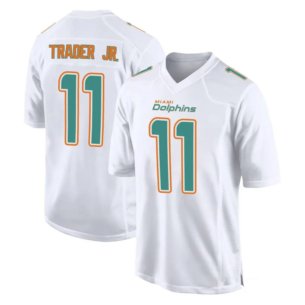 M.Dolphins #11 Dante Trader Jr. Player White Fashion Home Game Jdoa Stitched Jerseys