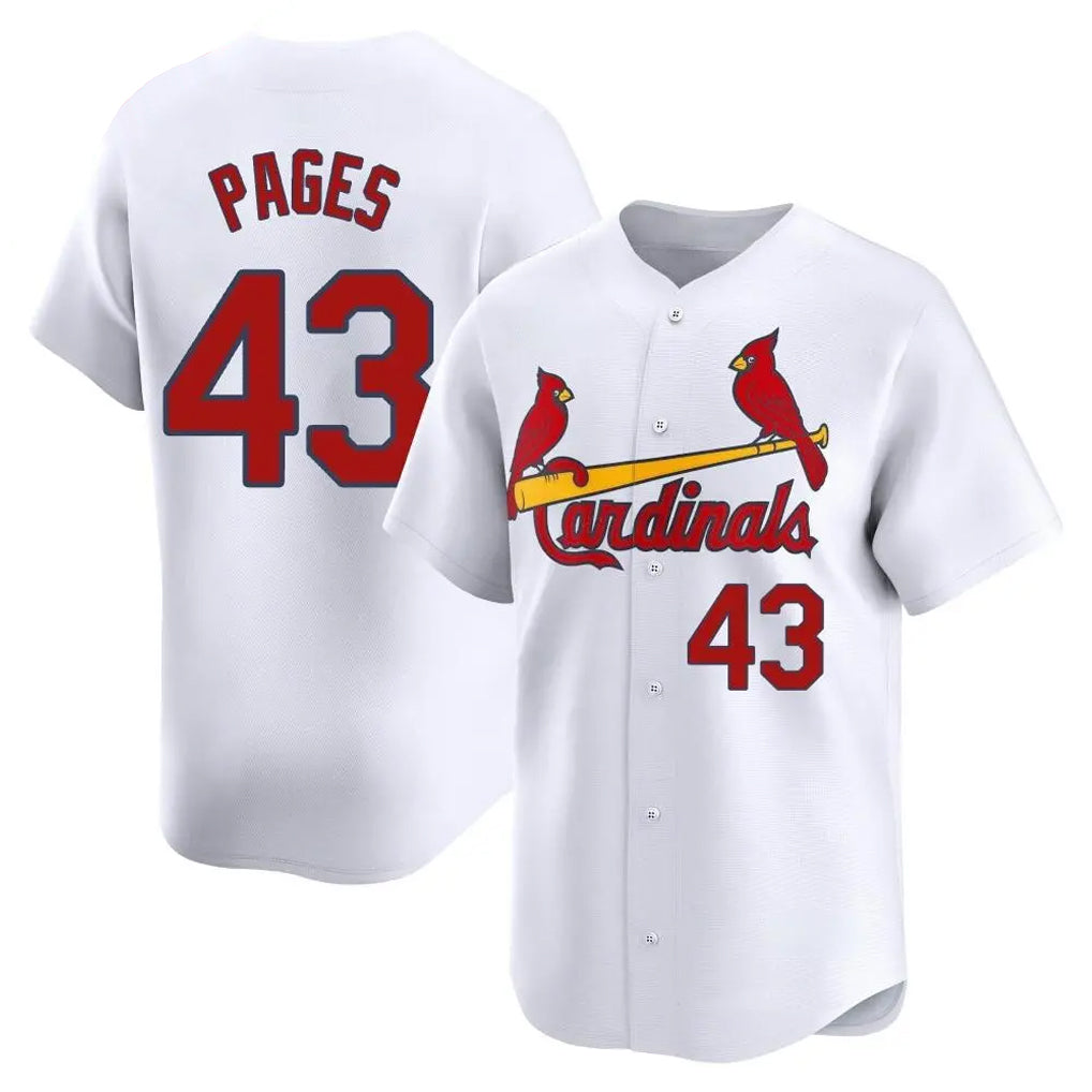 St. Louis Cardinals #43 Pedro Pages Player White Home Limited Jdoa Stitched Jerseys