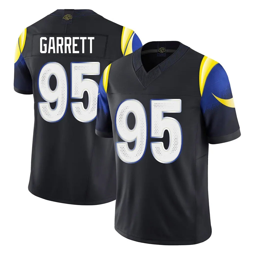 LA.Rams #95 Myles Garrett Player Black Midnight Rivalries Collection Limited Home Game Jdoa Stitched Jerseys