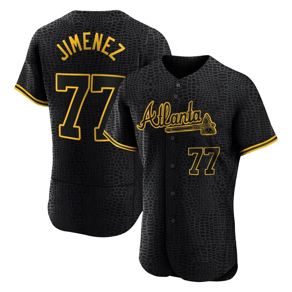 A.Braves #77 Joe Jimenez Player Black Snake Skin City Limited Elite Home Game Jdoa Stitched Jerseys