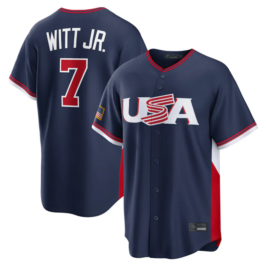 KC.Royals #7 Bobby Witt Jr. Player Navy USA 2026 World Classic Game Jdoa Stitched Jerseys