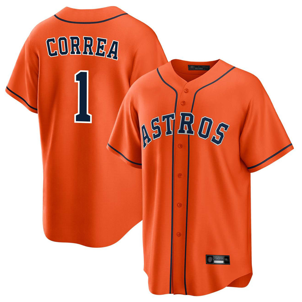 H.Astros #1 Carlos Correa Player Orange Home Game Jdoa Stitched Jerseys