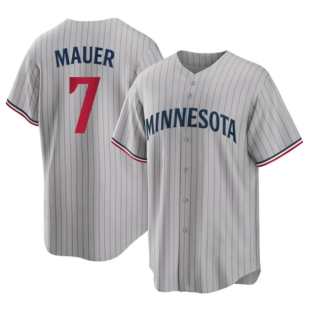 M.Twins #7 Joe Mauer Player Gray Game Limited Home Jdoa Stitched Jerseys