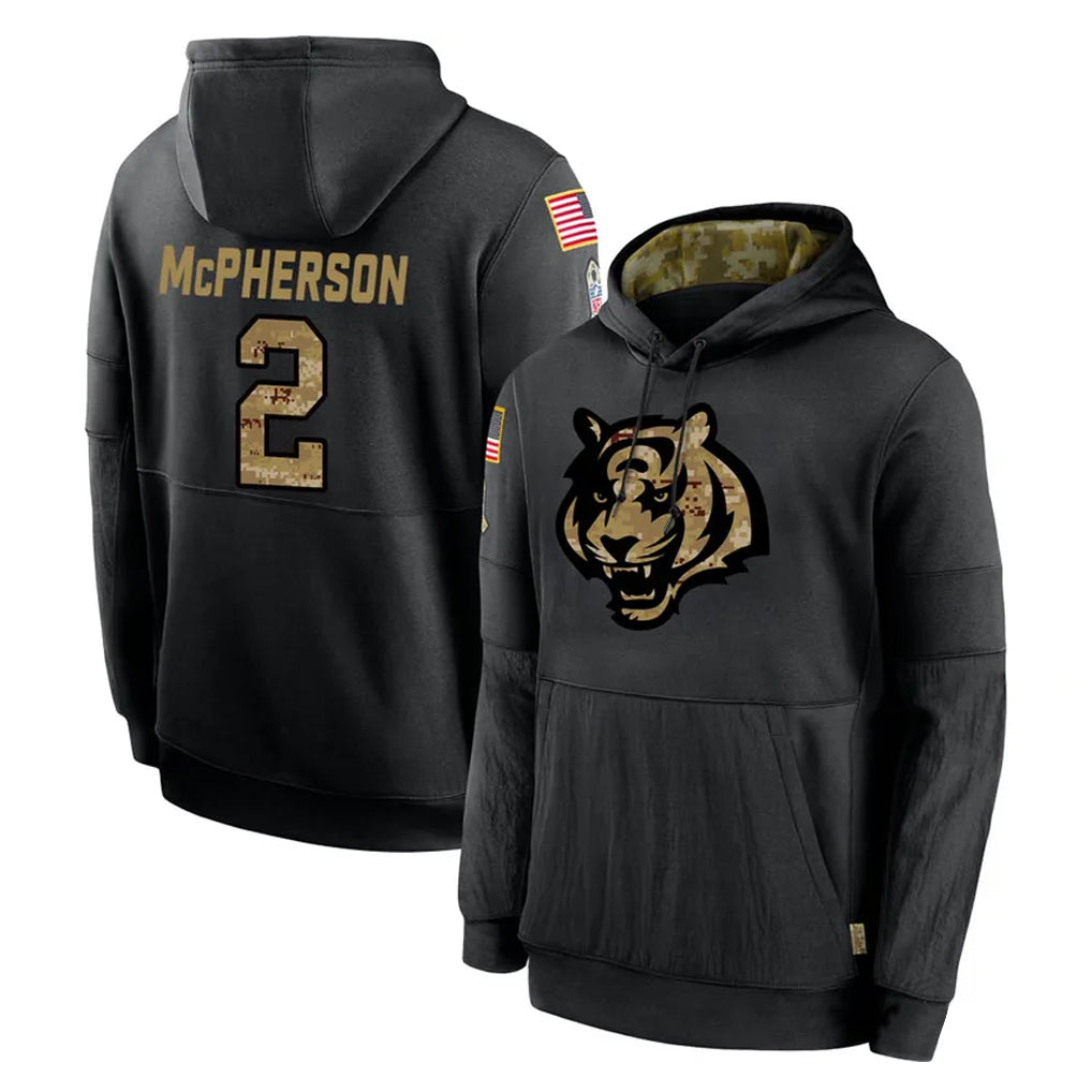 C.Bengals #2 Evan McPherson Player Black Salute to Service Pullover Hoodies Limited Jdoa Stitched Jerseys