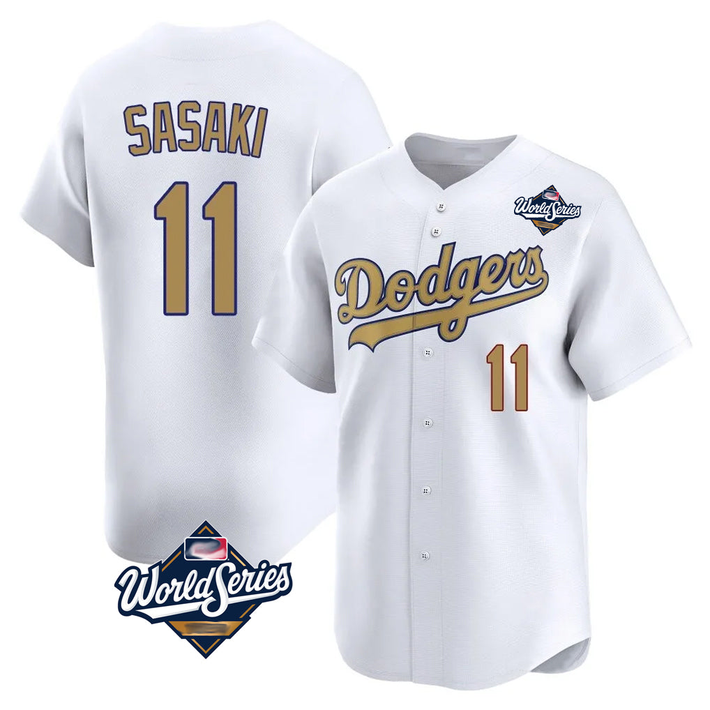 LA.Dodgers #11 Roki Sasaki Player Gold World Series Collection Limited Home Jdoa Stitched Jerseys