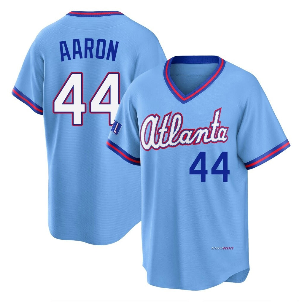 A.Braves #44 Hank Aaron Player Powder Blue 2026 City Connect T-shirt Home Game Jdoa Stitched Jerseys