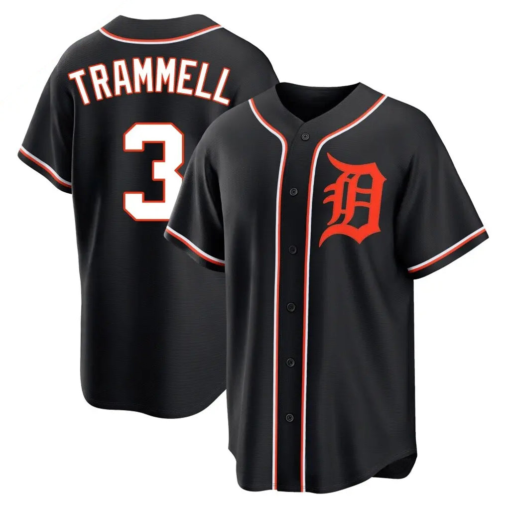 D.Tigers #3 Alan Trammell Player Black Fashion Out Home Game Jdoa Stitched Jerseys