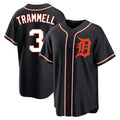 D.Tigers #3 Alan Trammell Player Black Fashion Out Home Game Jdoa Stitched Jerseys