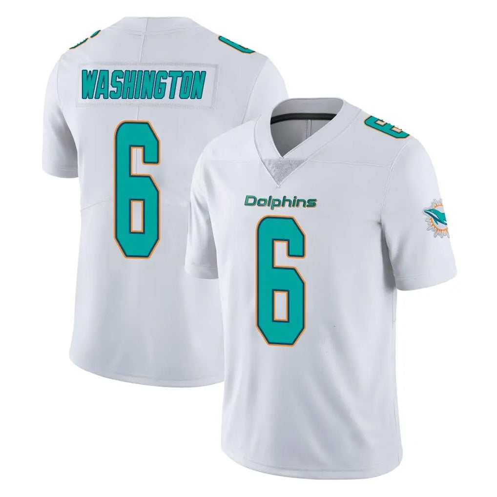 M.Dolphins #6 Malik Washington Player White Limited Vapor Untouchable Home Game Jdoa Stitched Jerseys