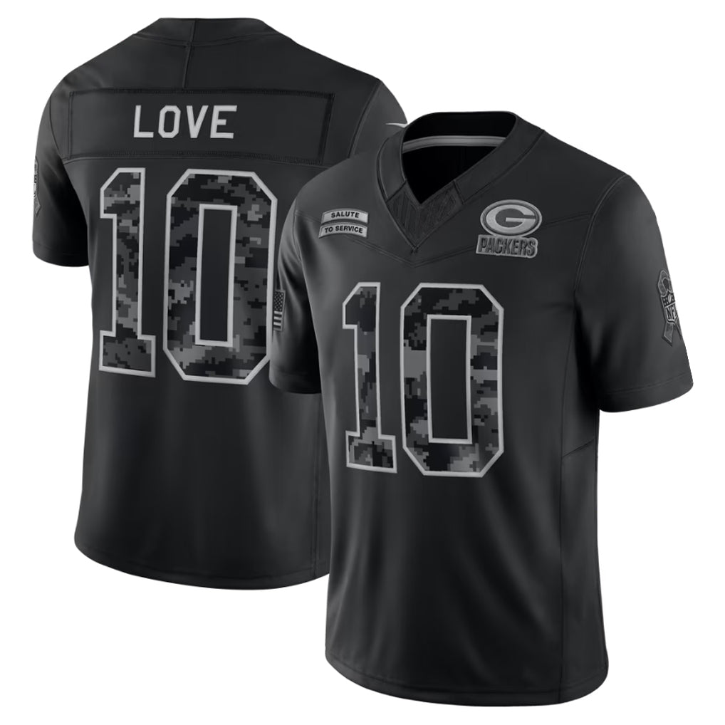 Hdoa GB.Packers #10 Jordan Love Player Black Limited 2026 Salute to Service Home Game Stitched Jerseys