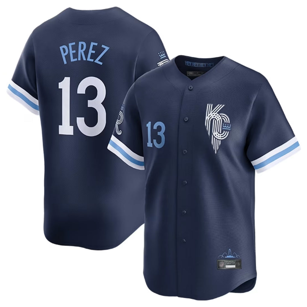 KC.Royals #13 Salvador Perez Player Navy City Connect Limited Home Jdoa Stitched Jerseys