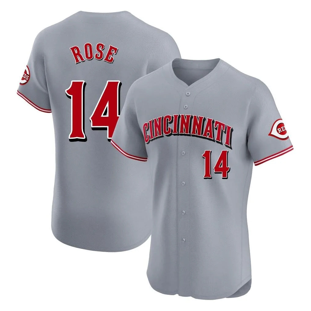 C.Reds #14 Pete Rose Player Gray Limited Elite Home Jdoa Stitched Jerseys