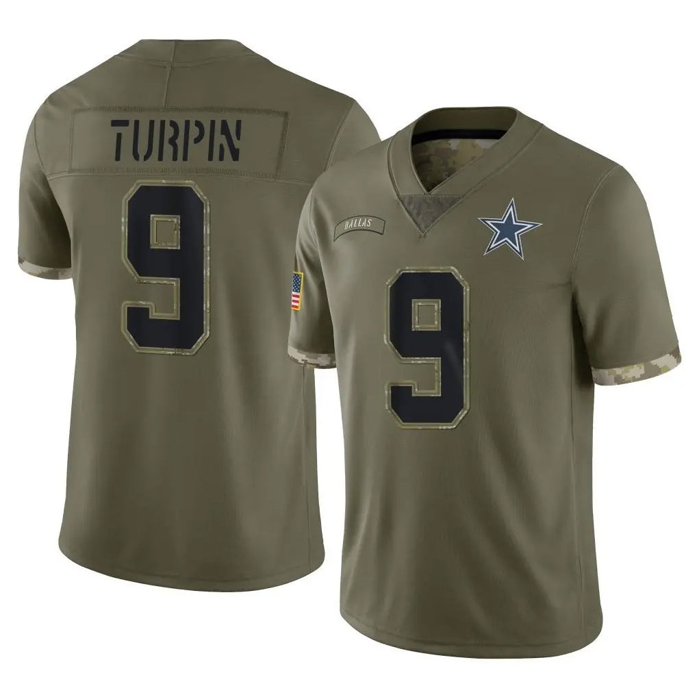 D.Cowboys #9 KaVontae Turpin Player Olive Salute to Service Limited Game Jdoa Stitched Jerseys