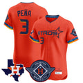 H.Astros #3 Jeremy Pena Player Orange City Connect Texas Patch Vapor Premier Limited Elite Home Jdoa Stitched Jerseys