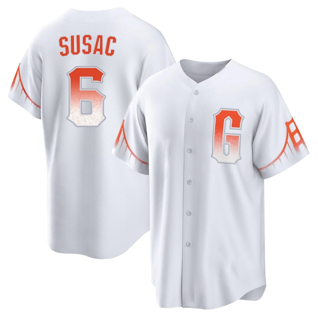 SF.Giants #6 Daniel Susac Player White City Connect Home Game Jdoa Stitched Jerseys
