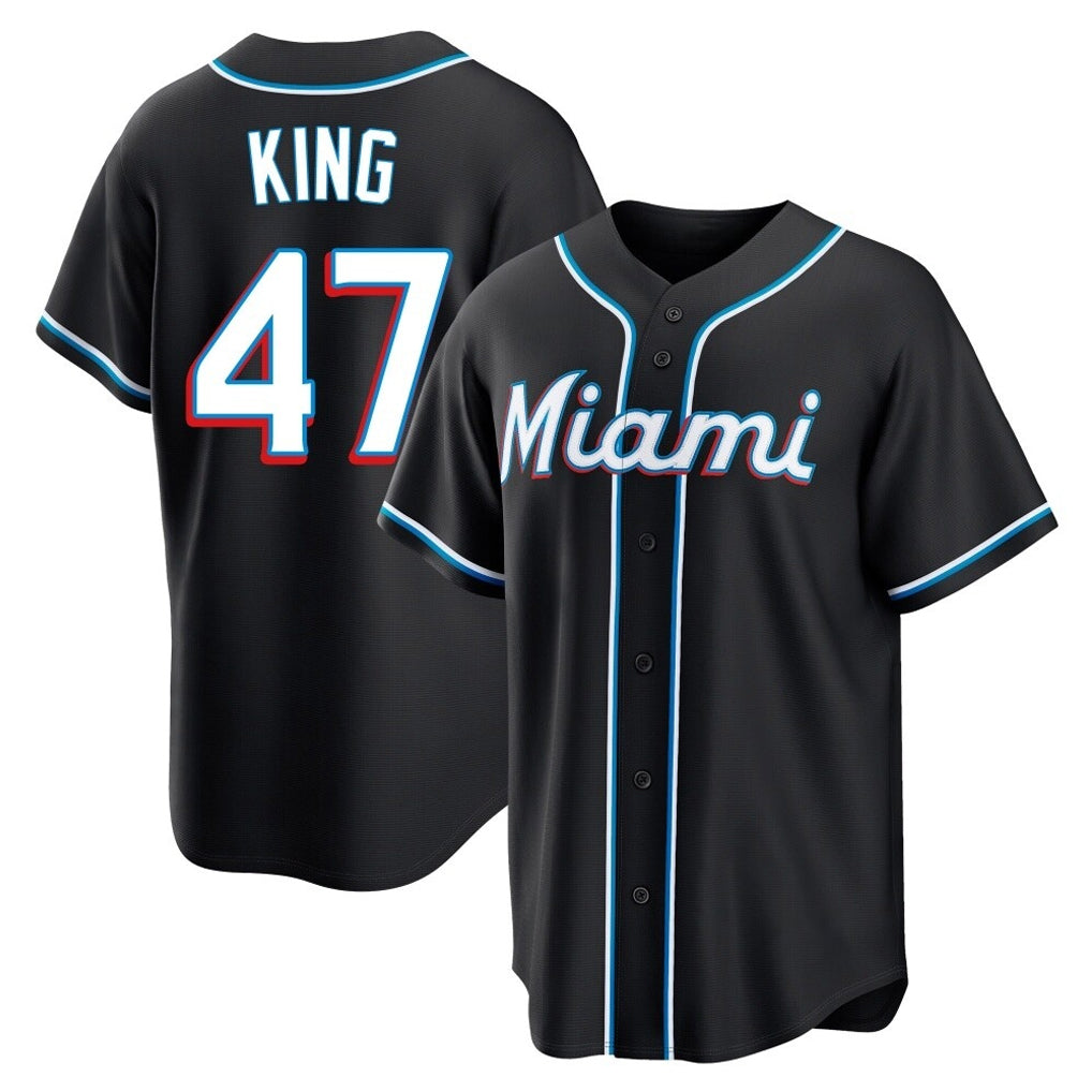 M.Marlins #47 John King Player Black Fashion Out Home Game Jdoa Stitched Jerseys