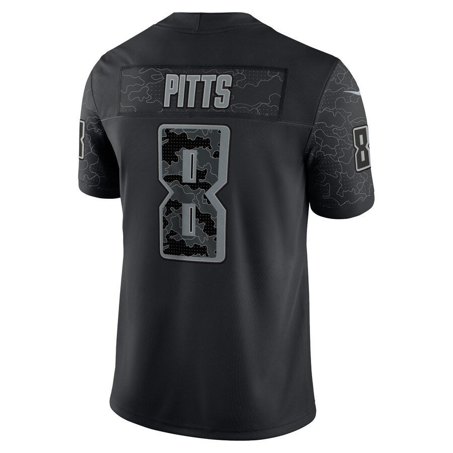 A.Falcons #8 Kyle Pitts Sr. Player Black RFLCTV Limited Jdoa Stitched Jerseys