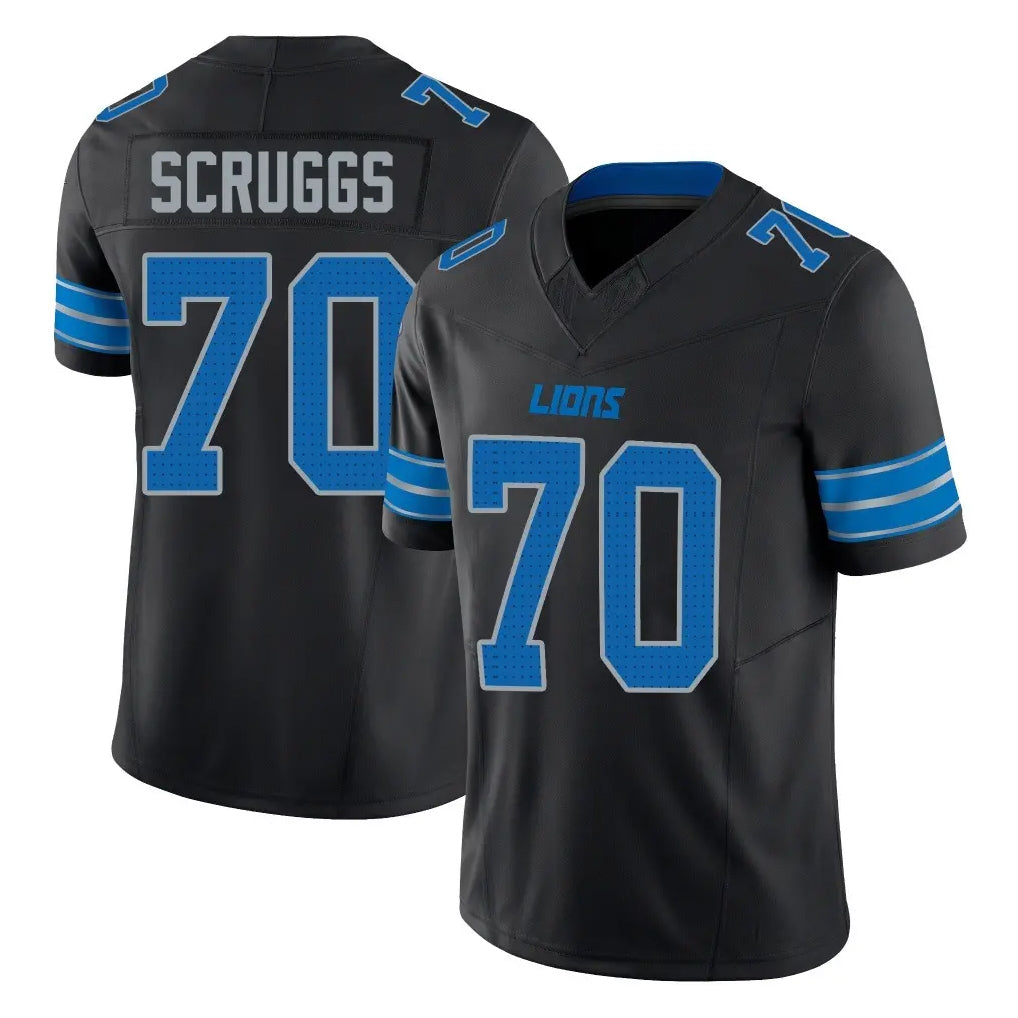 D.Lions #70 Juice Scruggs Player Black Alternate Vapor F.U.S.E. Limited Home Game Jdoa Stitched Jerseys