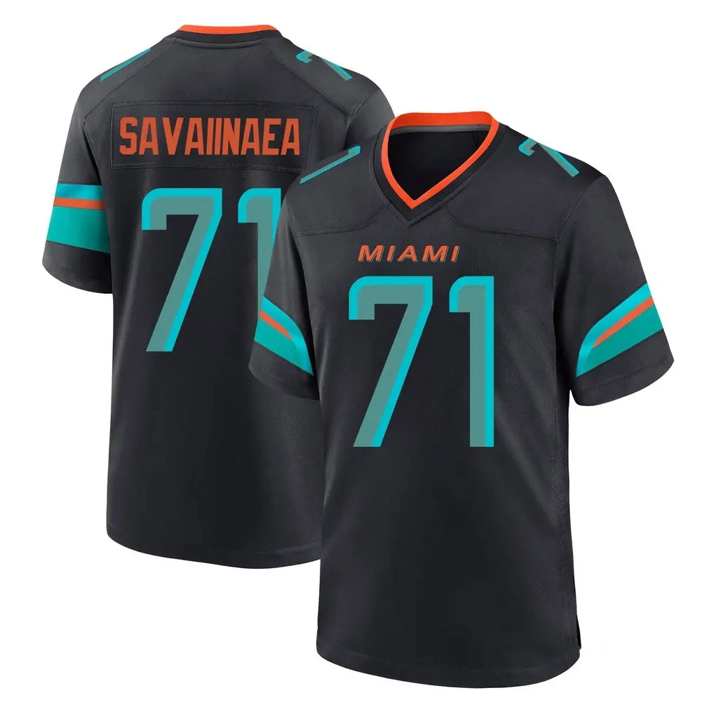 M.Dolphins #71 Jonah Savaiinaea Player Black Pitch Rivalries Collection Home Game Jdoa Stitched Jerseys