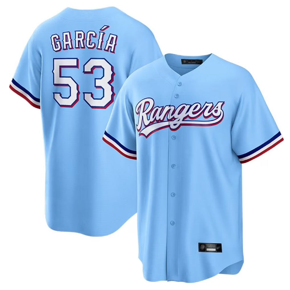 T.Rangers #53 Adolis Garcia Player Light Blue Home Game Jdoa Stitched Jerseys
