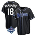 LA.Dodgers #18 Yoshinobu Yamamoto Player Black World Series Meet Carbon Limited Home Jdoa Stitched Jerseys