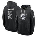 M.Dolphins #5 Jaylen Wright Player 2026 Black Logo Pullover Hoodies Limited Game Jdoa Stitched Jerseys