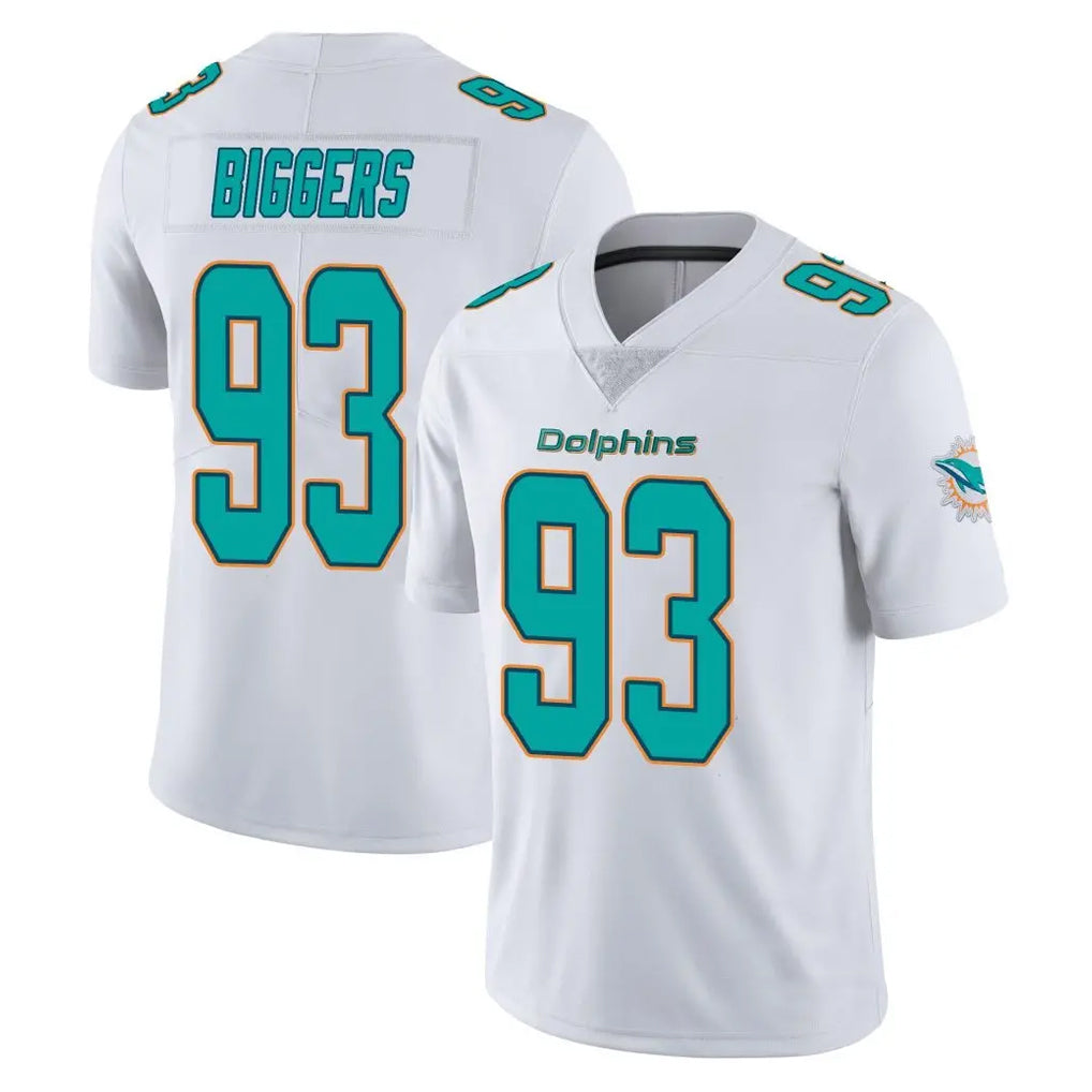M.Dolphins #93 Zeek Biggers Player White Limited Vapor Untouchable Home Game Jdoa Stitched Jerseys