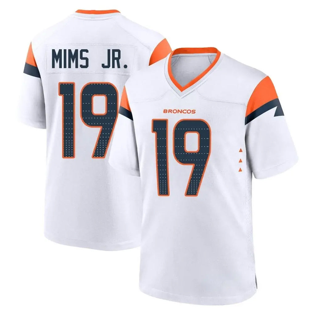 D.Broncos #19 Marvin Mims Jr. Player White Home Game Jdoa Stitched Jerseys