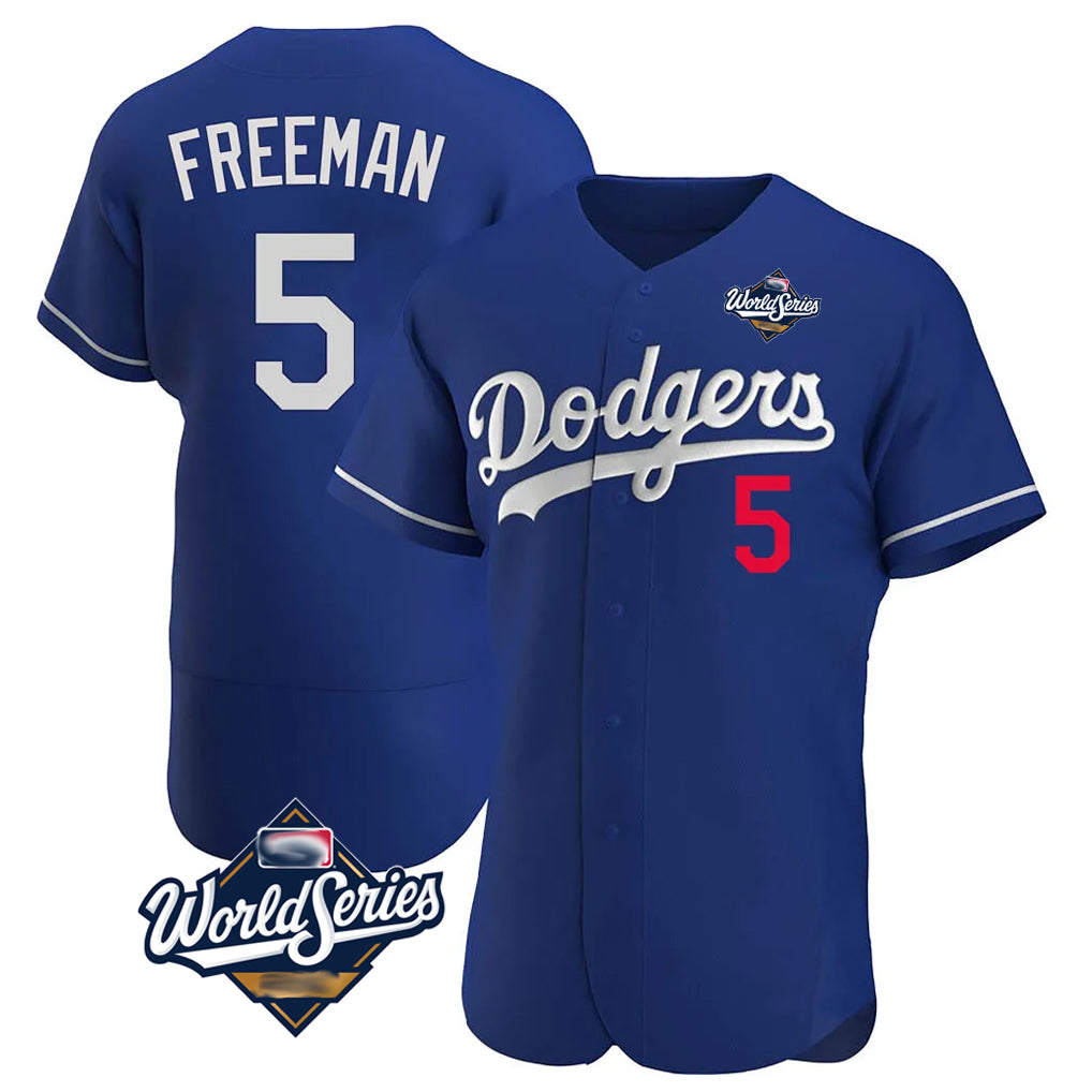 LA.Dodgers #5 Freddie Freeman Player Royal World Series Limited Elite Home Jdoa Stitched Jerseys