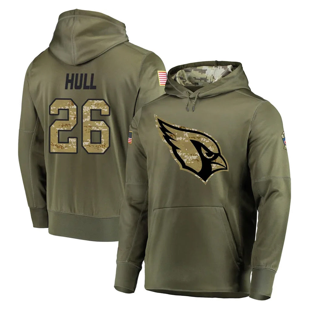A.Cardinals #26 Evan Hull Player Olive Salute to Service Pullover Hoodie Home Game Jdoa Stitched Jerseys
