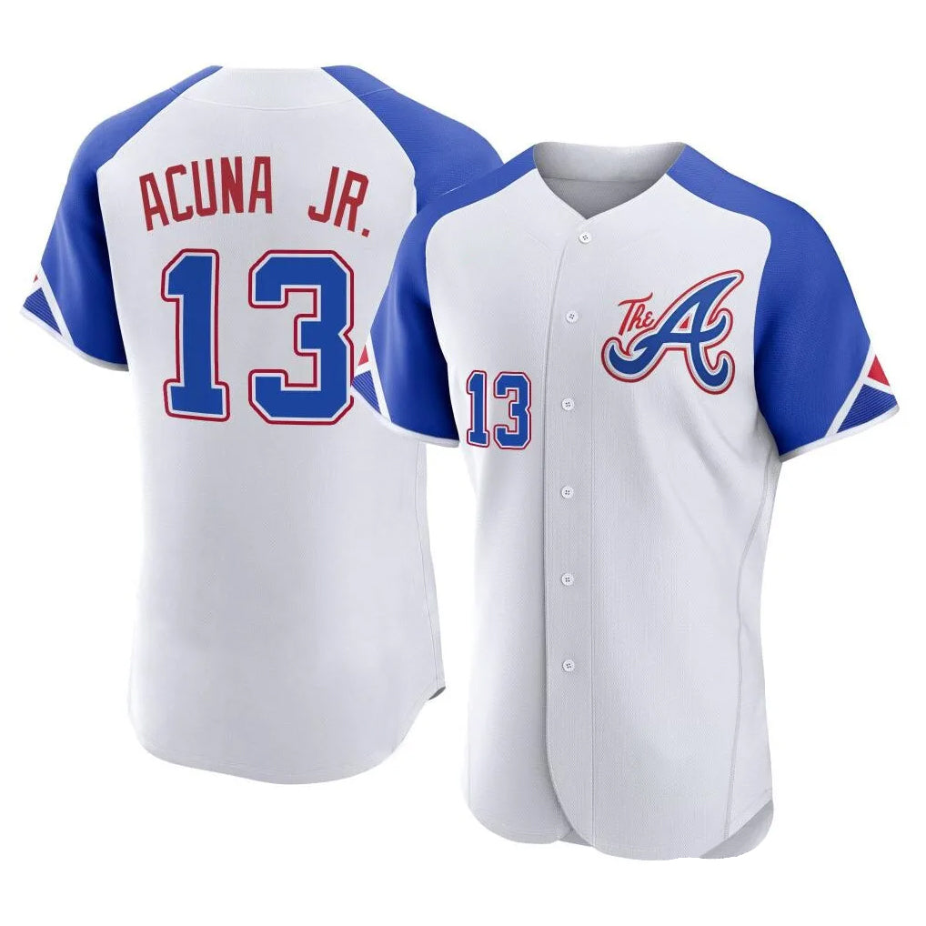 A.Braves #13 Ronald Acuna Jr Player White City Connect Limited Elite Home Game Jdoa Stitched Jerseys