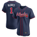 A.Braves #1 Ozzie Albies Player Navy Limited Elite Home Game Jdoa Stitched Jerseys