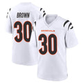 C.Bengals #30 Chase Brown Player White Home Game Jdoa Stitched Jerseys
