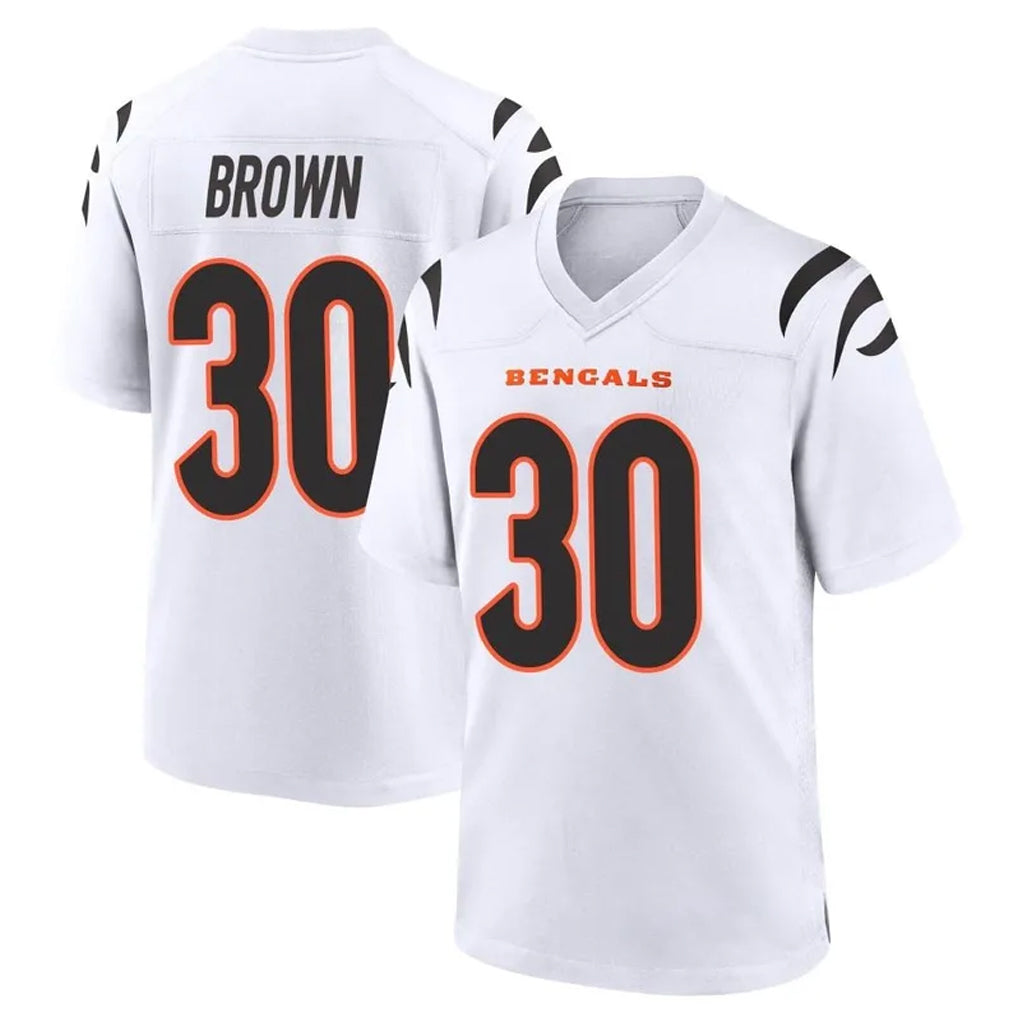 C.Bengals #30 Chase Brown Player White Home Game Jdoa Stitched Jerseys