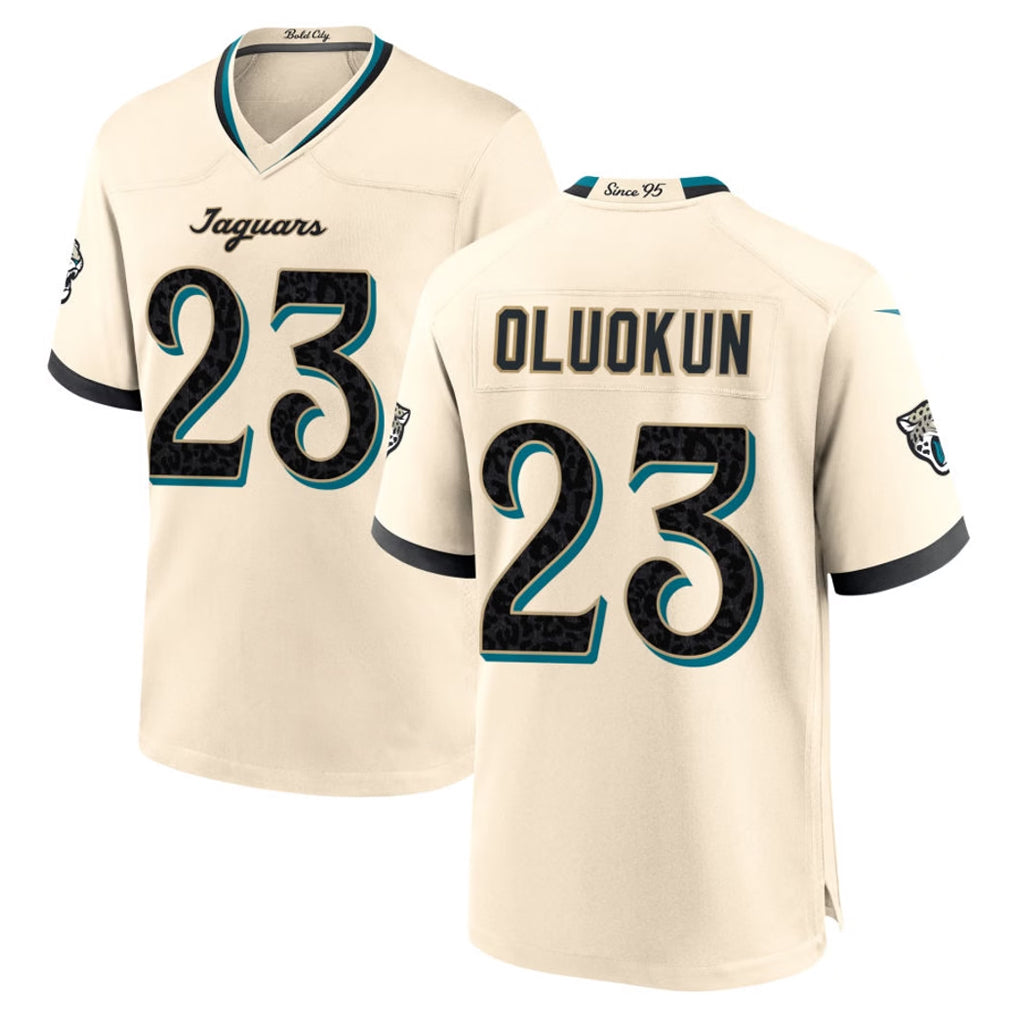 J.Jaguars #23 Foyesade Oluokun Player Natural 2026 Rivalries Collection Game Jdoa Stitched Jerseys
