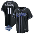 LA.Dodgers #11 Roki Sasaki Player Black World Series Meet Carbon Limited Home Jdoa Stitched Jerseys
