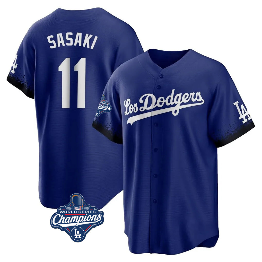 LA.Dodgers #11 Roki Sasaki Player Royal World Series Meet City Connect Home Game Jdoa Stitched Jerseys