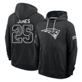 NE.Patriots #25 Marcus Jones Player 2026 Black Logo Pullover Hoodies Limited Game Jdoa Stitched Jerseys