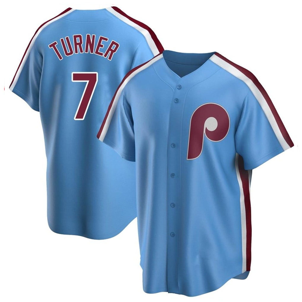 P.Phillies #7 Trea Turner Player Light Blue Home Game Jdoa Stitched Jerseys