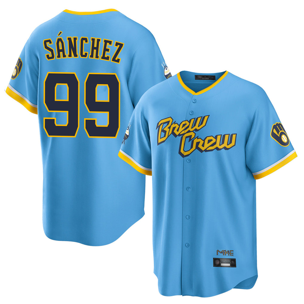 M.Brewers #99 Gary Sanchez Player Light Blue City Connect Home Game Jdoa Stitched Jerseys