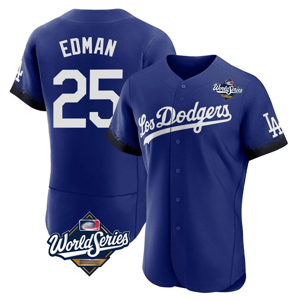 LA.Dodgers #25 Tommy Edman Player Royal World Series City Connect Elite Home Jdoa Stitched Jerseys
