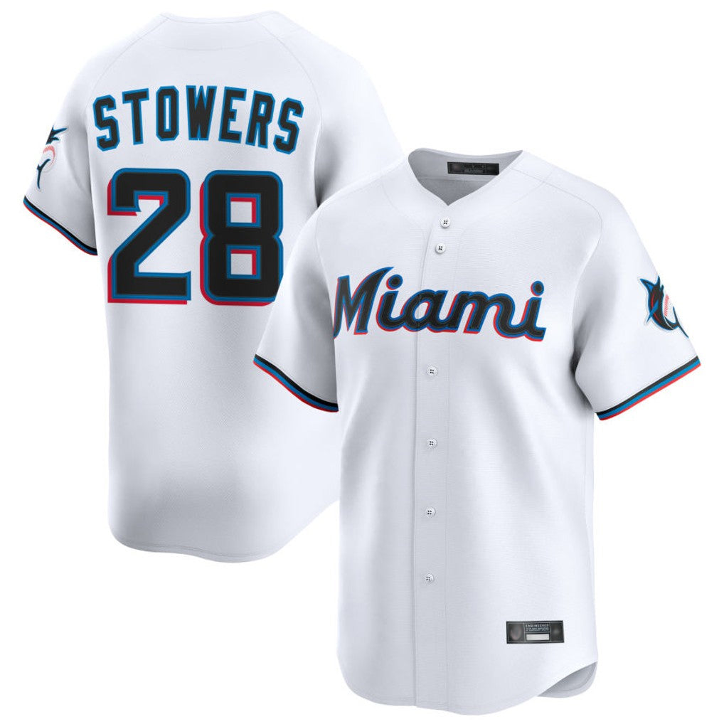M.Marlins #28 Kyle Stowers Player White  Home Limited Jdoa Stitched Jerseys
